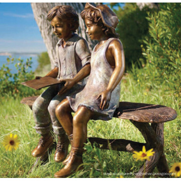 fonderie de bronze fonderie bronze statue deux enfants assis sur un banc de lecture